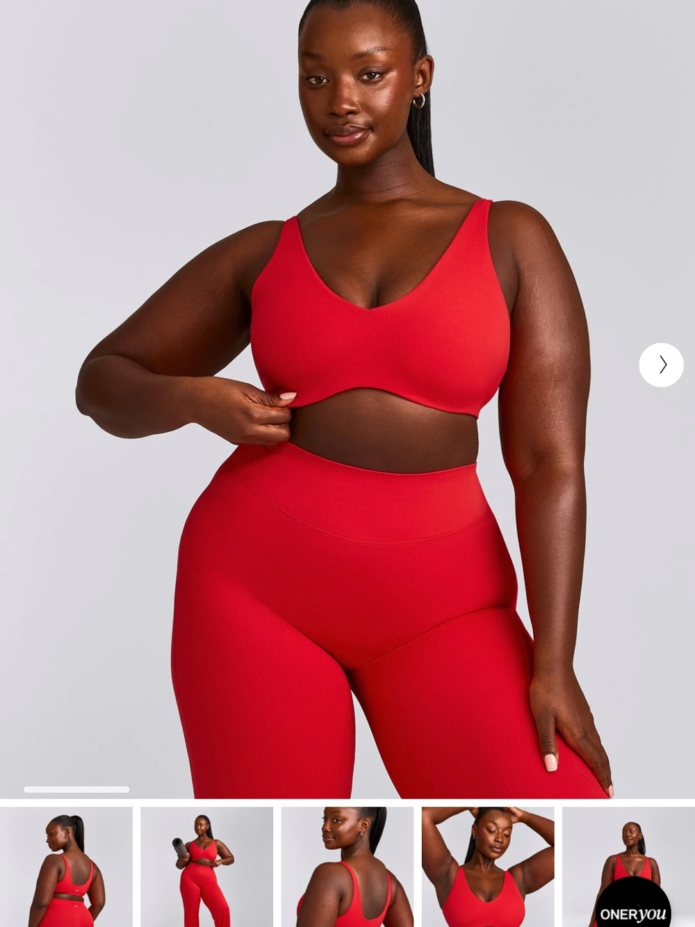 Oner SOFTMOTION™ SCOOP BACK BRALETTE WITH GRAY LOGO - fiery red size XS